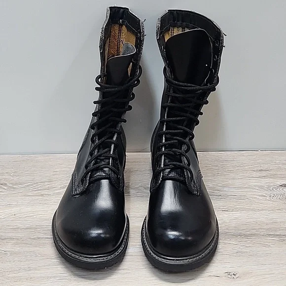 NEW VNTG Leather Military Maxitred Jump Tall Combat Lace-Up Boots Blk Sz 10 - Picture 6 of 16